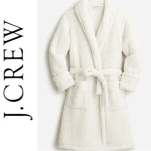 J. Crew Cozy Sherpa Robe In Natural Size S/M Small To Medium NEW NWT